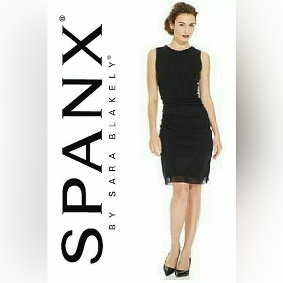 SPANX Dresses & Skirts - SPANX Black Sleeveless Draped Dress size Large